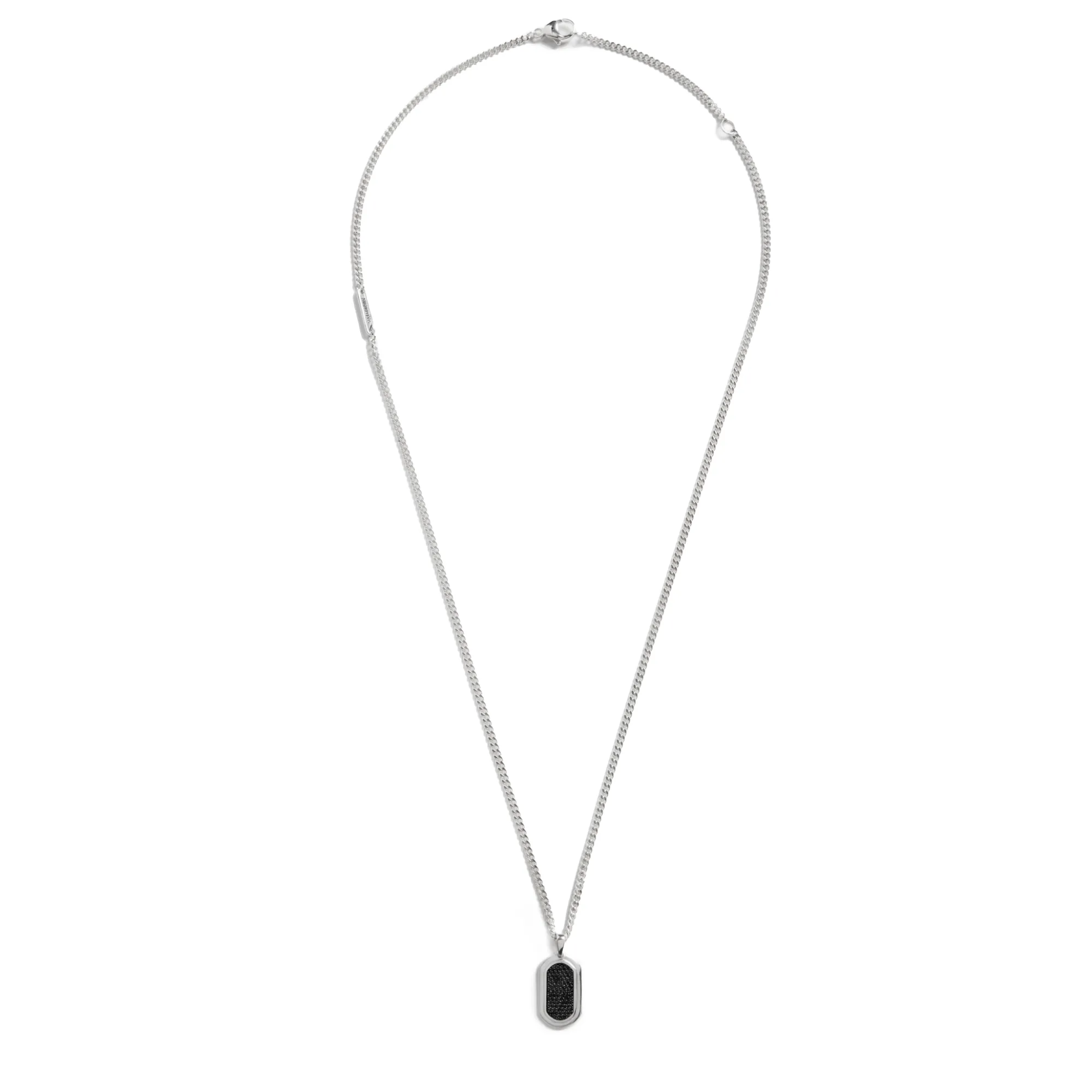 Shinola Necklaces|Sterling Silver|Black Diamond Pave Tag Necklace