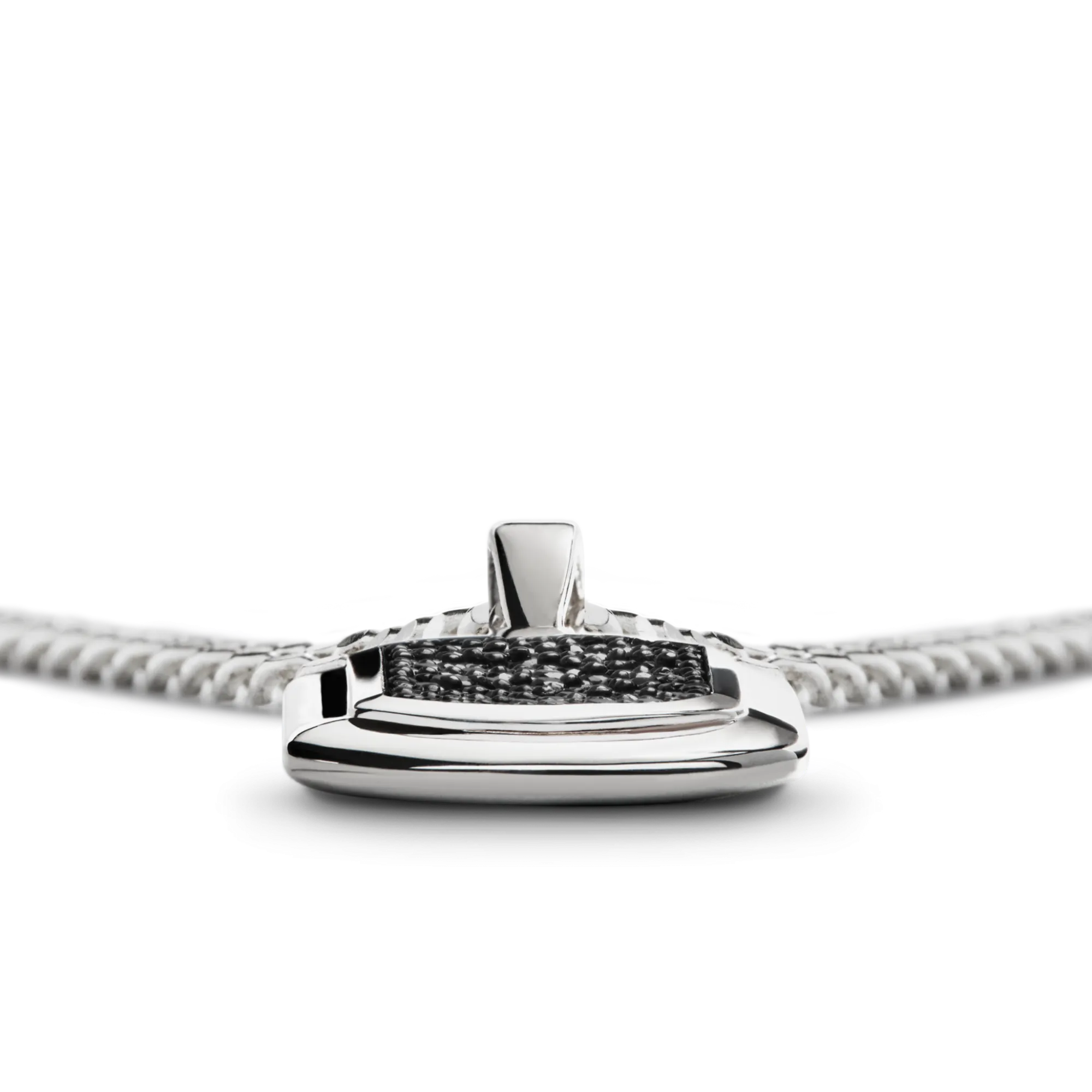 Shinola Necklaces|Sterling Silver|Black Diamond Pave Tag Necklace