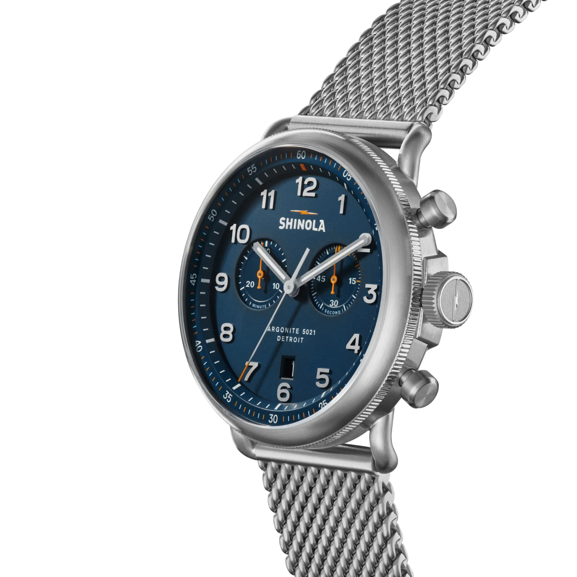 Shinola Canfield|Best Sellers|Canfield C56 Chronograph Watch Continental Blue/Steel Bracelet