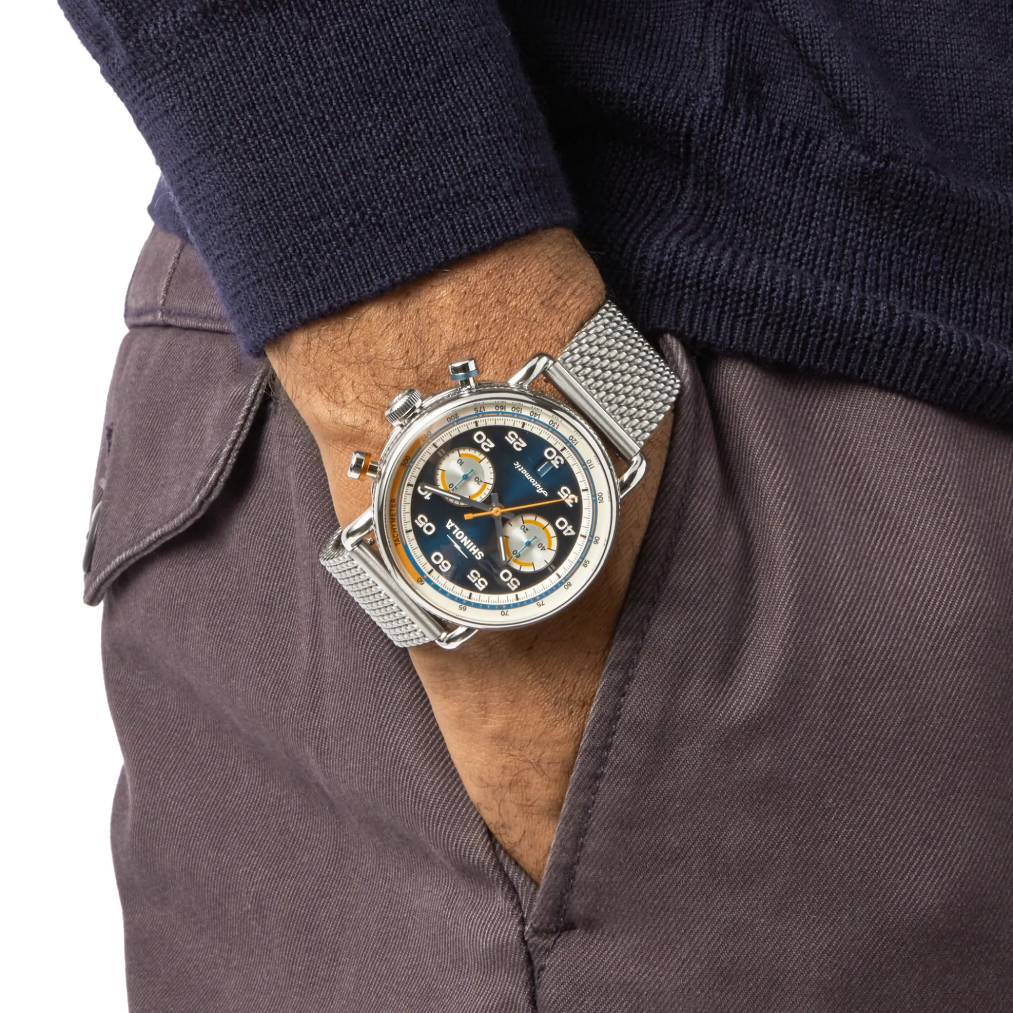 Shinola Canfield|Best Sellers|Canfield Speedway Open Road Automatic Chronograph Watch Blue/Stainless Steel