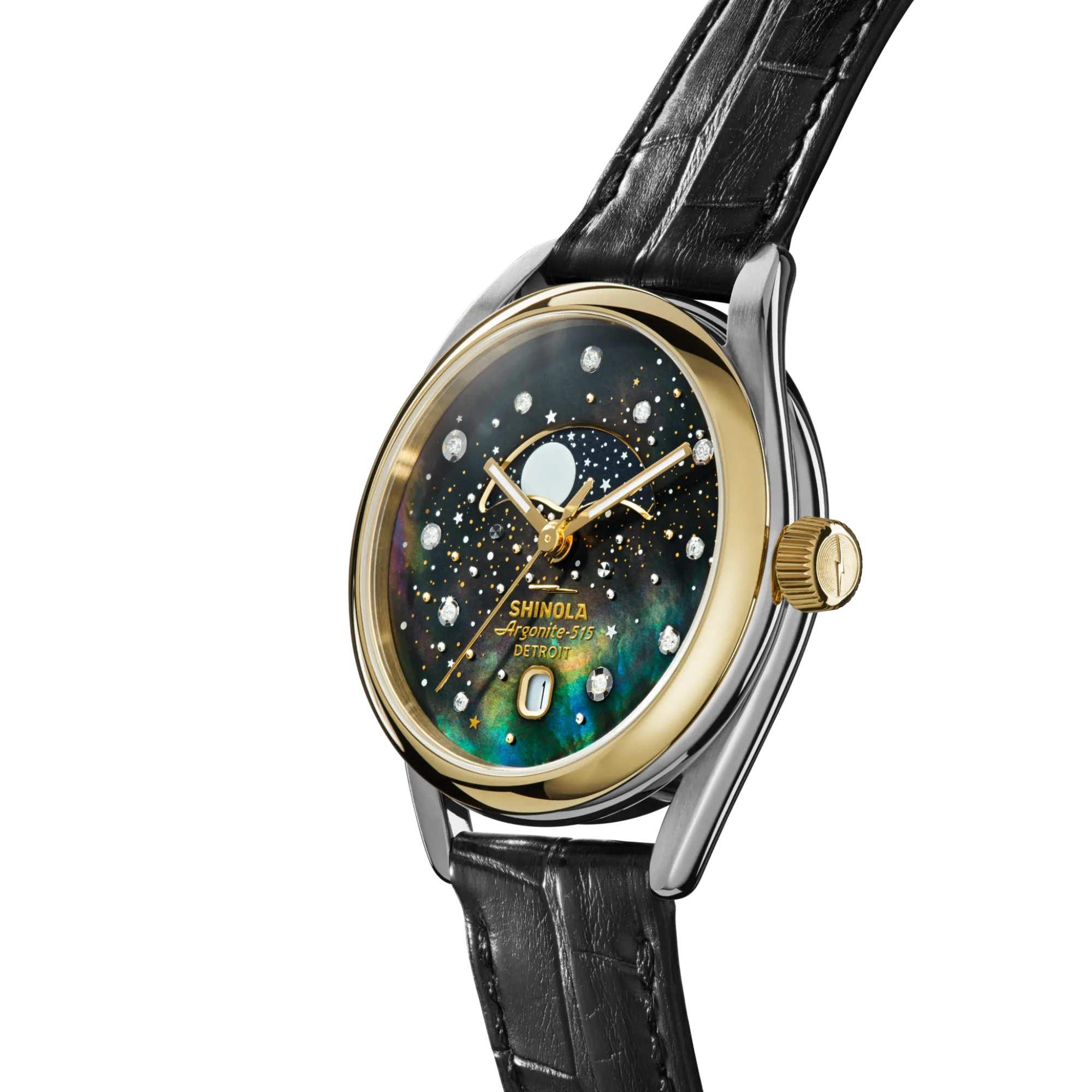 Shinola Mother Of Pearl Watches|Diamonds|Celestial Derby Watch