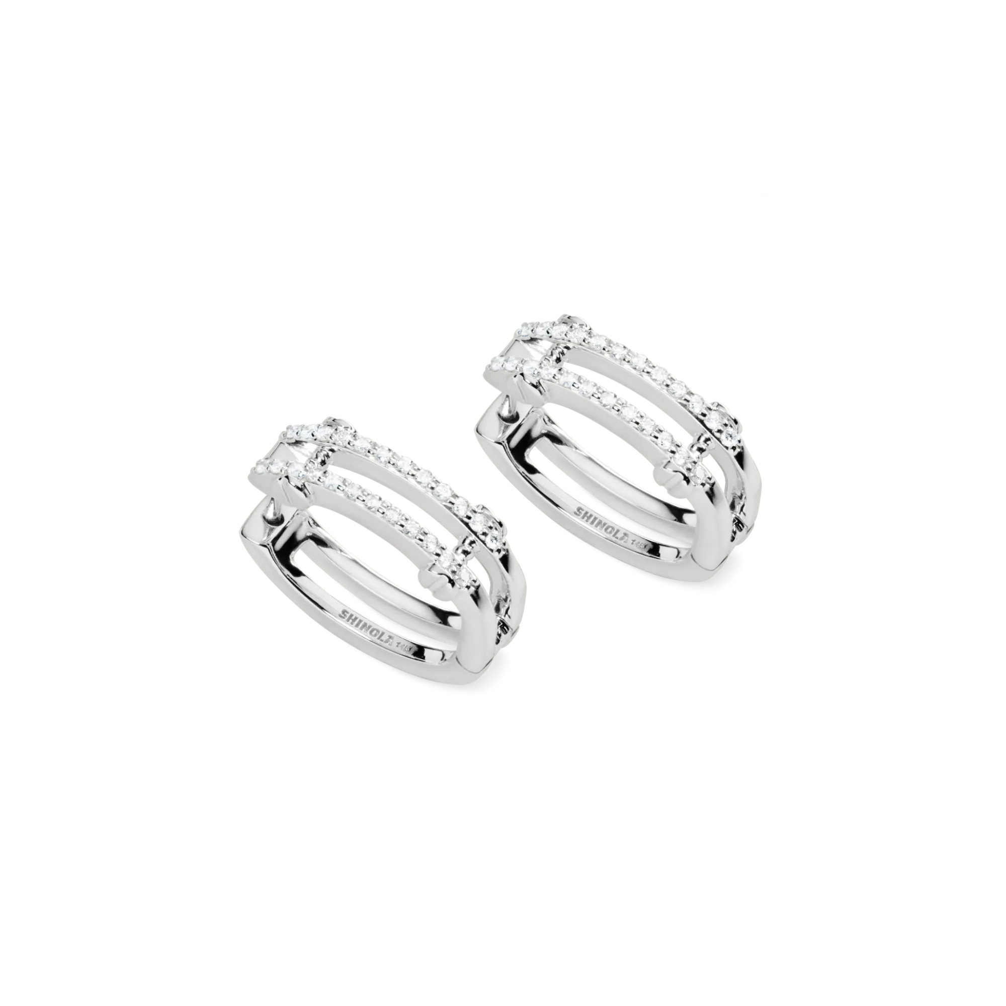 Shinola Shop All Women'S Jewelry|Fine Jewelry|Diamond Pave Rivet Double Row Hoop Earrings