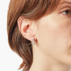 Shinola Shop All Women'S Jewelry|Fine Jewelry|Diamond Pave Rivet Double Row Hoop Earrings