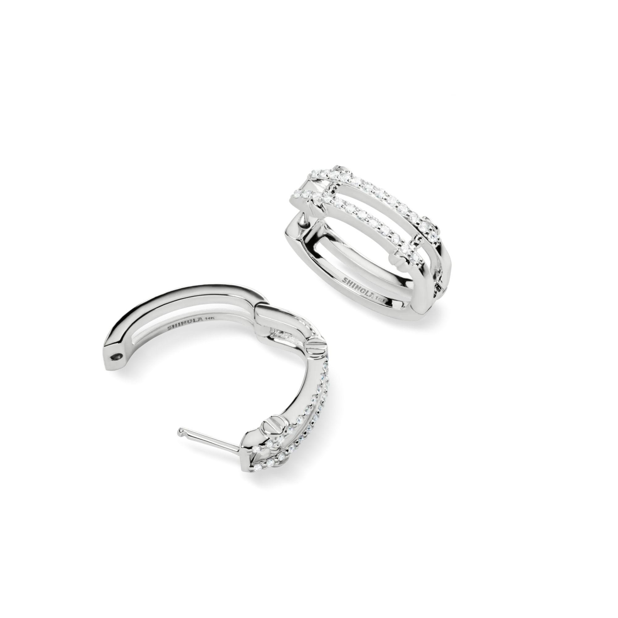 Shinola Shop All Women'S Jewelry|Fine Jewelry|Diamond Pave Rivet Double Row Hoop Earrings