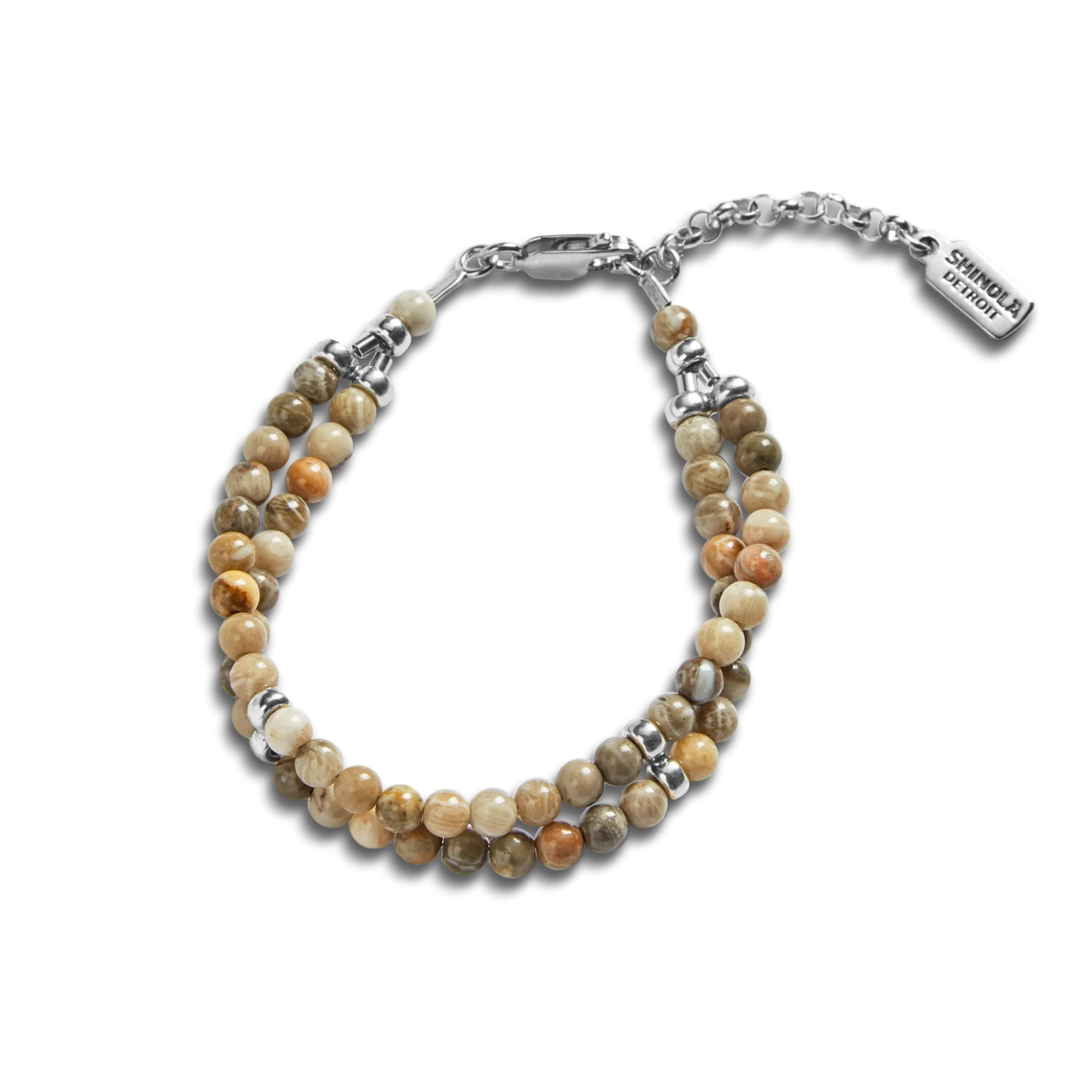 Shinola Bracelets|Bracelets|Double Row Petoskey Beaded Bracelet