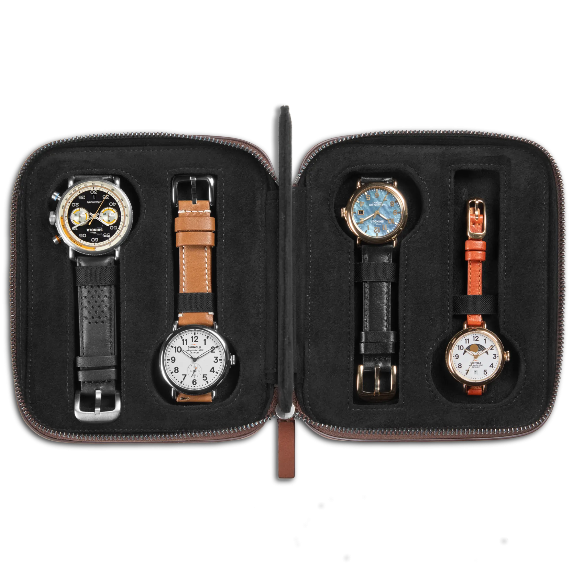 Shinola New Arrivals|Shop All Men'S Leather & Bags|Four Watch Travel Case Medium Brown
