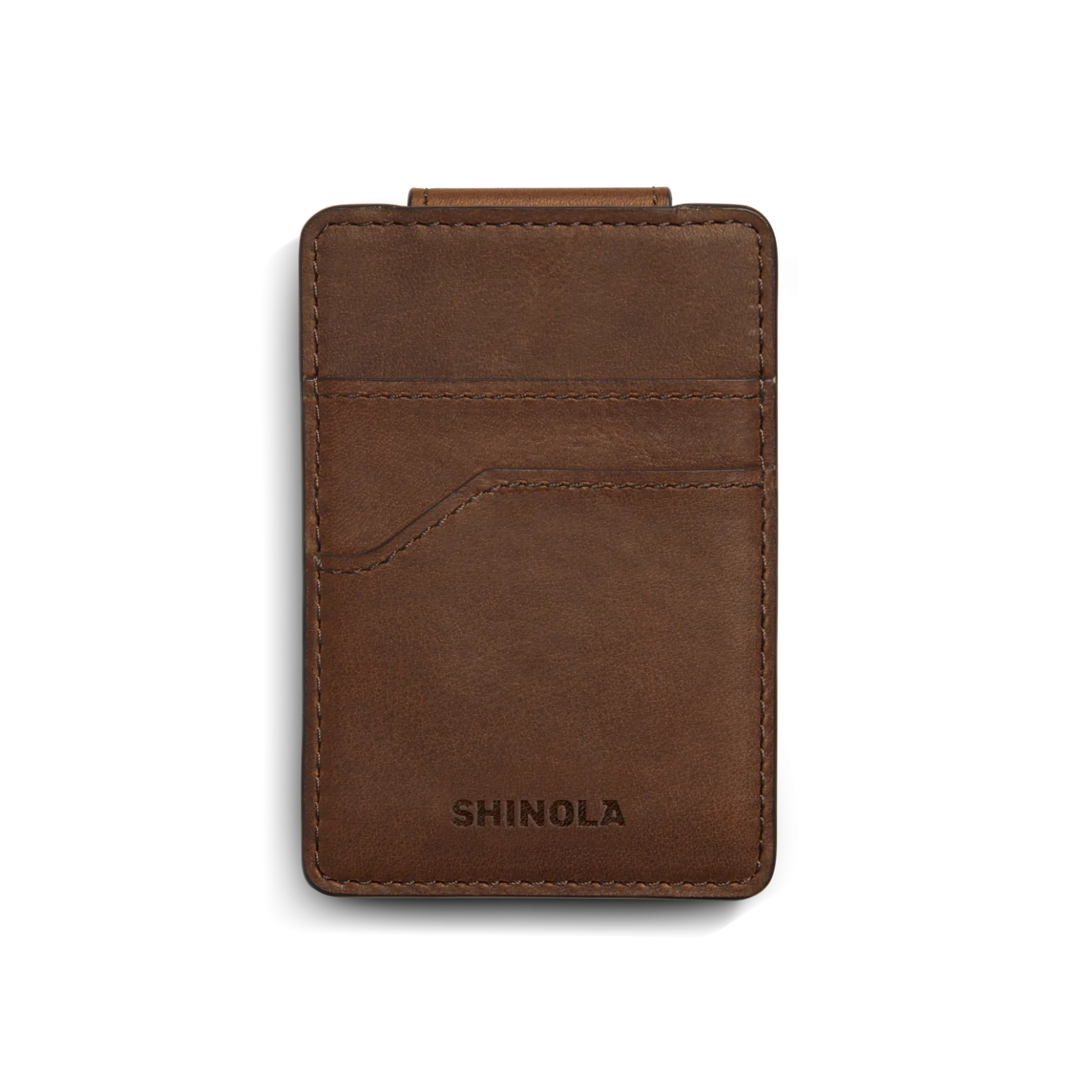 Shinola Monogrammable|Personalizable|Magnetic Money Clip Card Holder Medium Brown