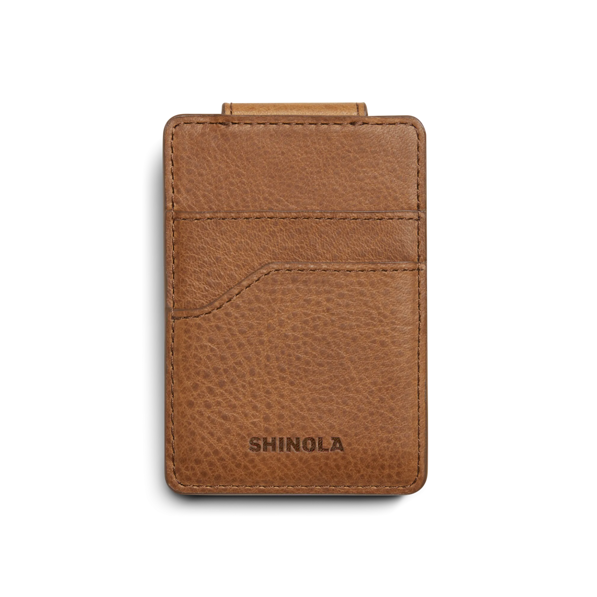 Shinola Monogrammable|Personalizable|Magnetic Money Clip Card Holder Tan