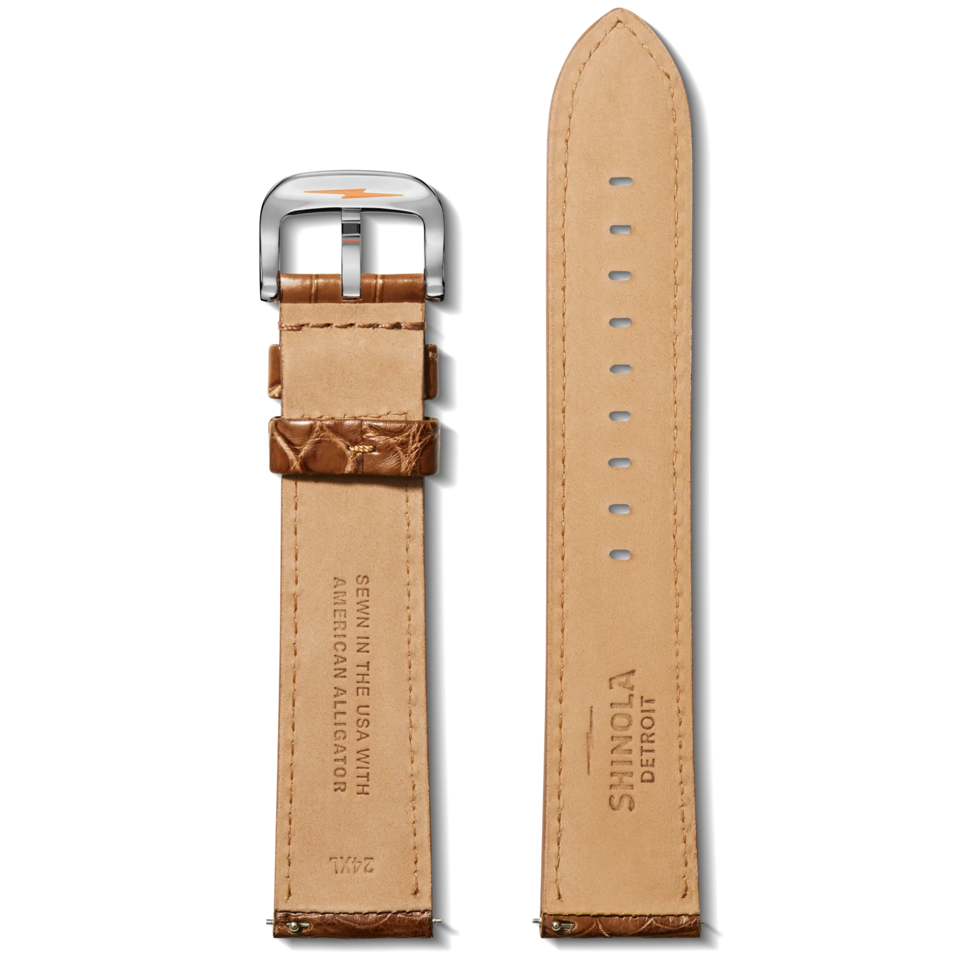 Shinola Shop All Straps|24Mm|24mm Cognac Alligator Leather Watch Strap (Long)
