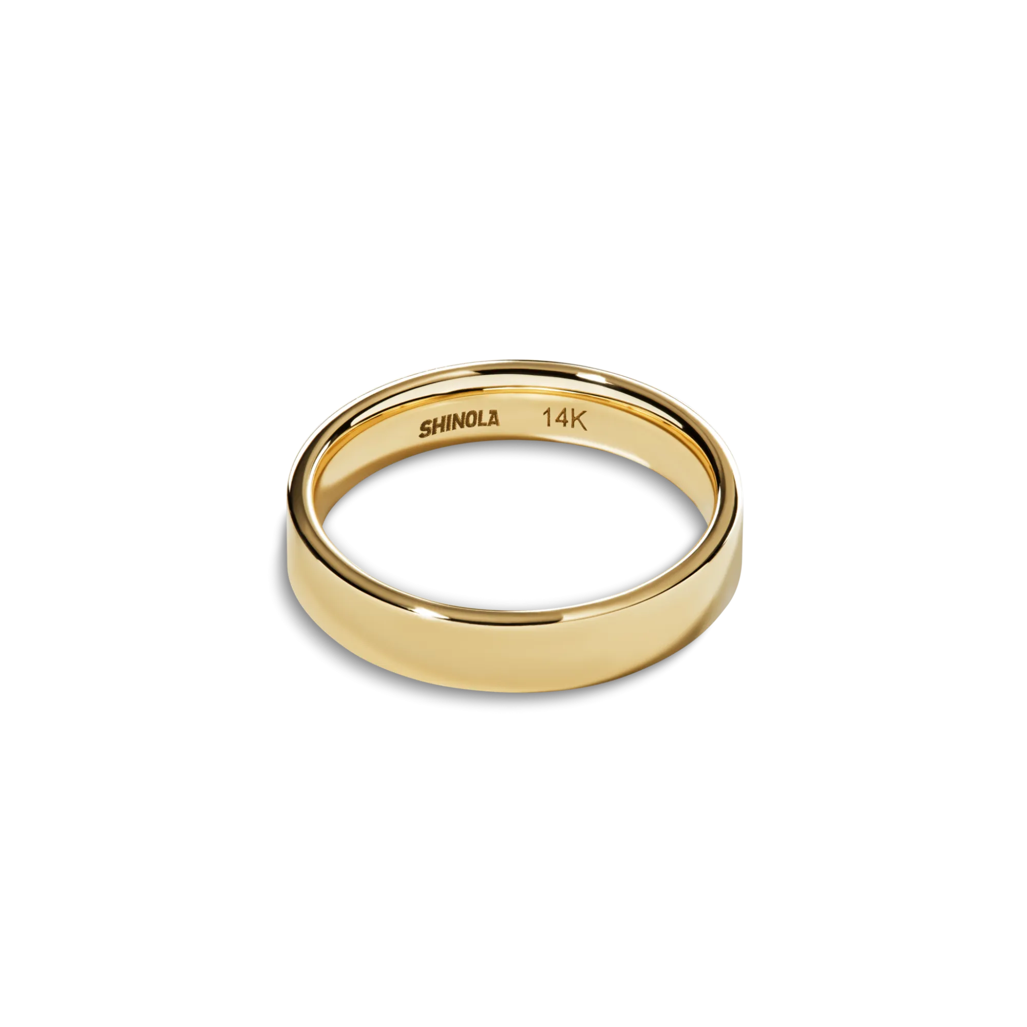 Shinola Rings|Engravable|4mm Flat Band Yellow Gold