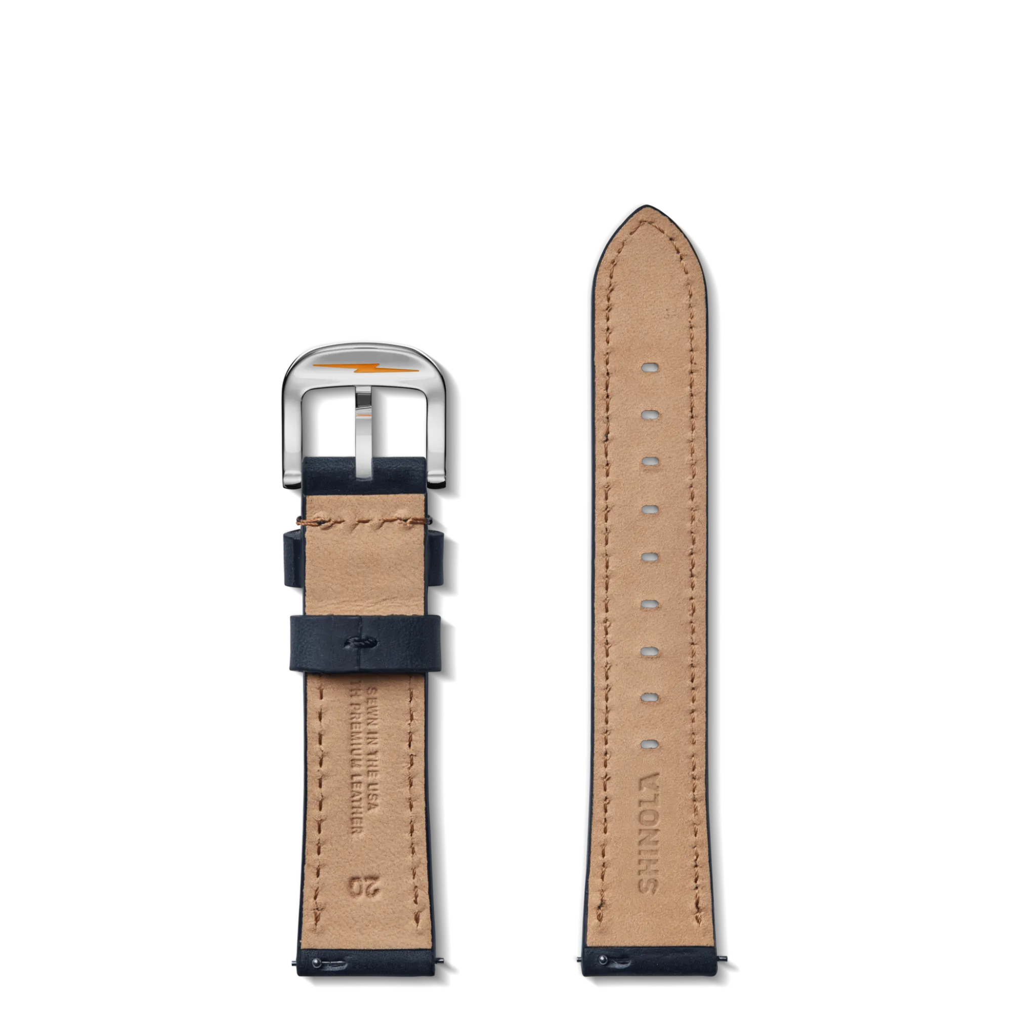 Shinola Shop All Straps|Leather|20mm Leather Watch Strap Navy