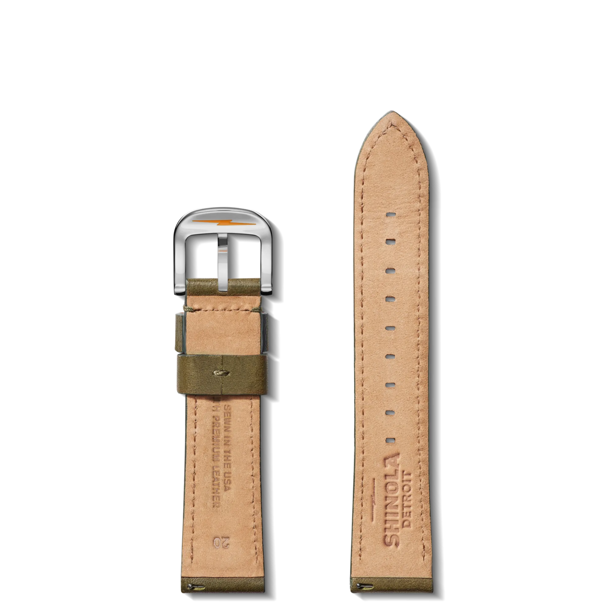 Shinola Shop All Straps|Leather|20mm Leather Watch Strap Olive