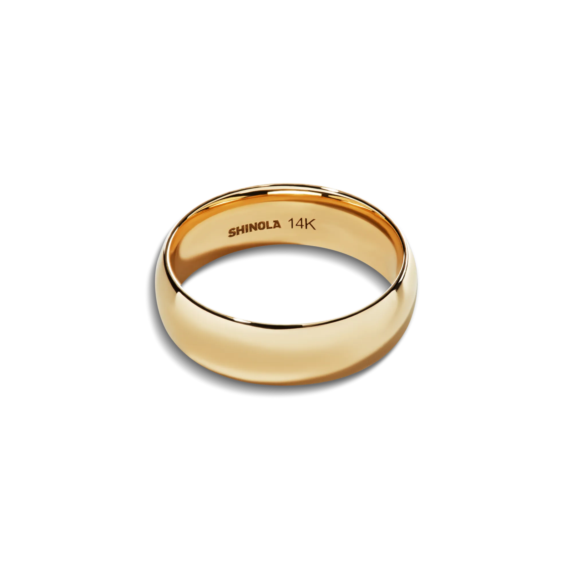 Shinola Rings|Engravable|6mm Round Band Yellow Gold