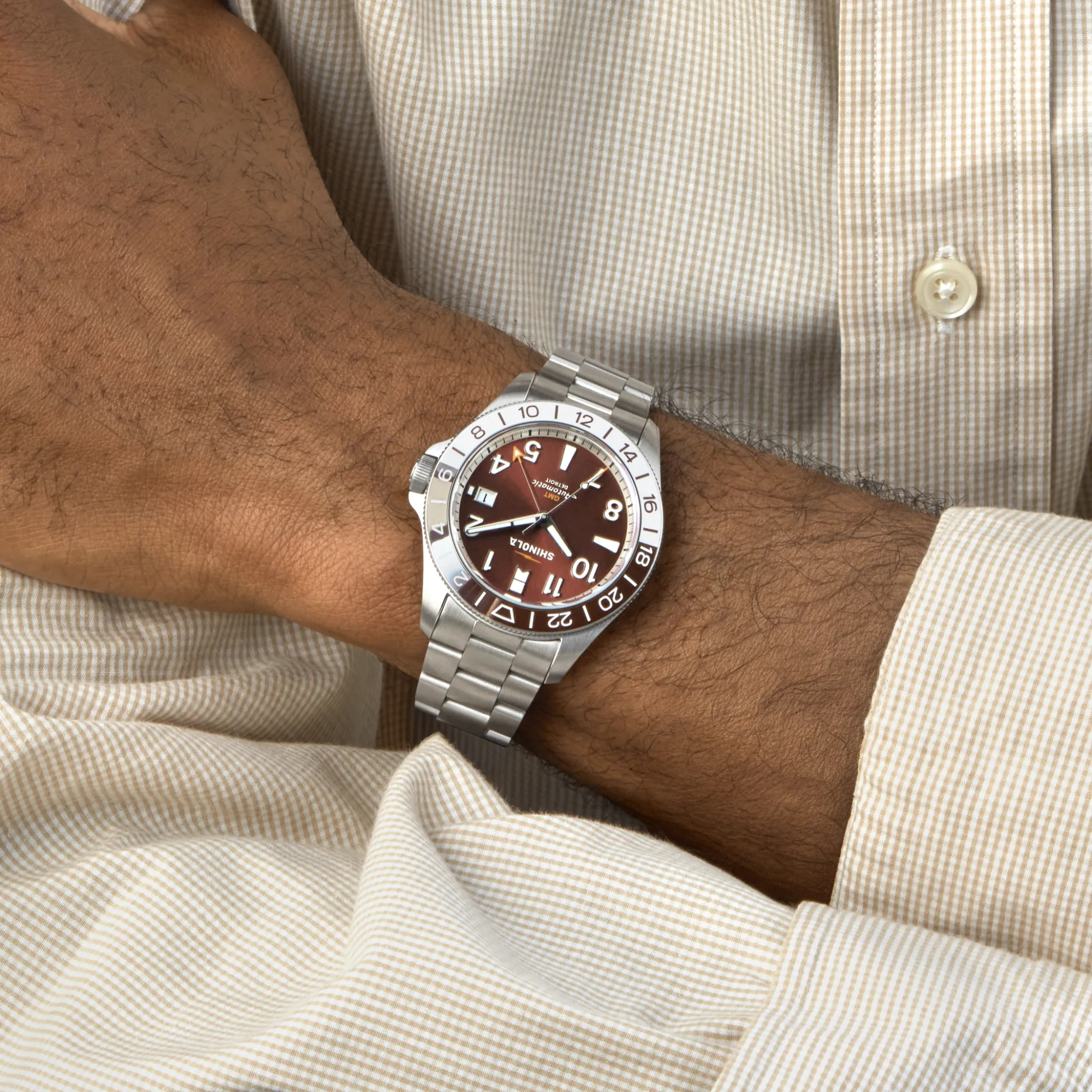 Shinola Automatic Watches|Automatic Watches|Monster GMT Automatic Watch Whiskey