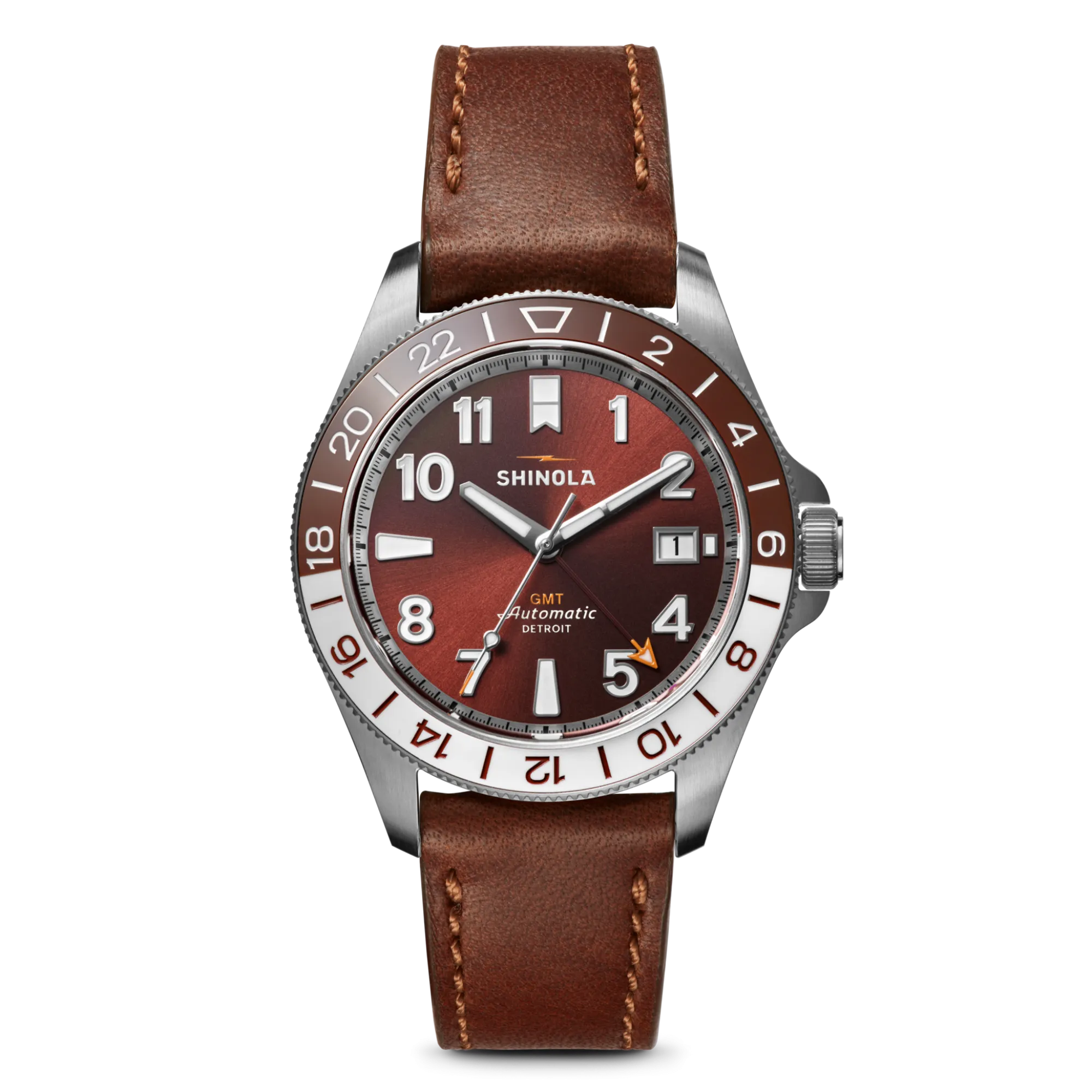 Shinola Automatic Watches|Automatic Watches|Monster GMT Automatic Watch Whiskey