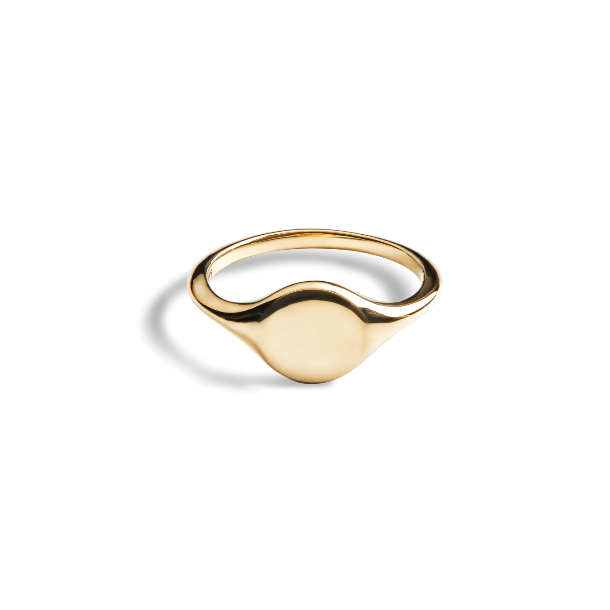 Shinola Rings|Engravable|Petite Round Signet Ring 14K Gold