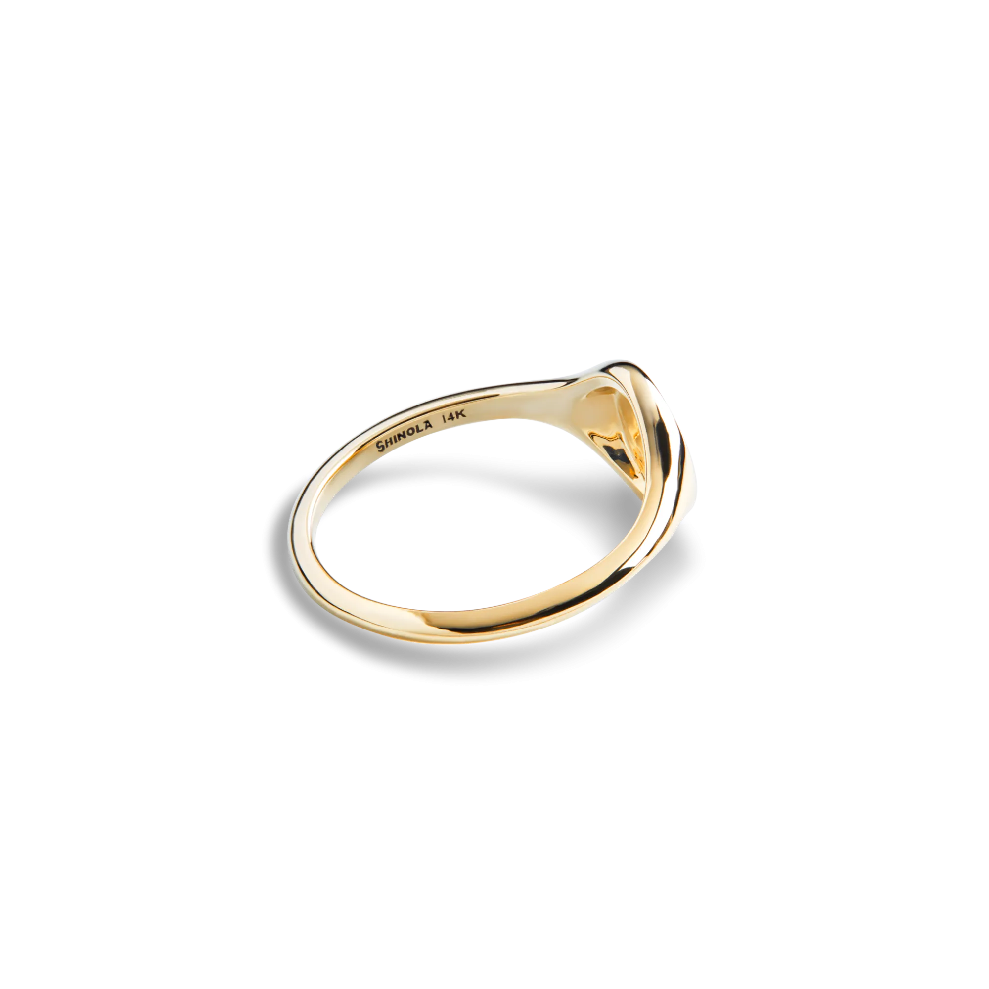 Shinola Rings|Engravable|Petite Round Signet Ring 14K Gold