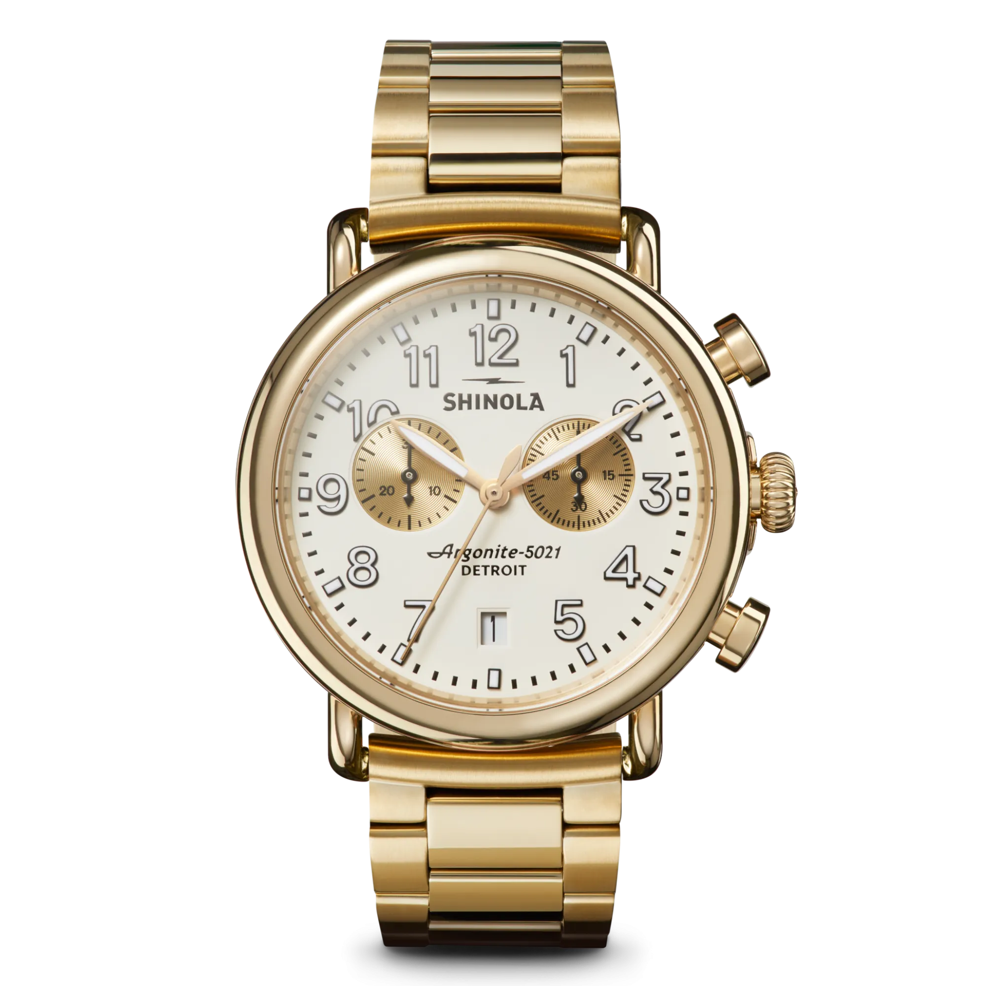 Shinola Gold Watches|Chronograph Watches|Runwell Chronograph Watch Ivory/Gold