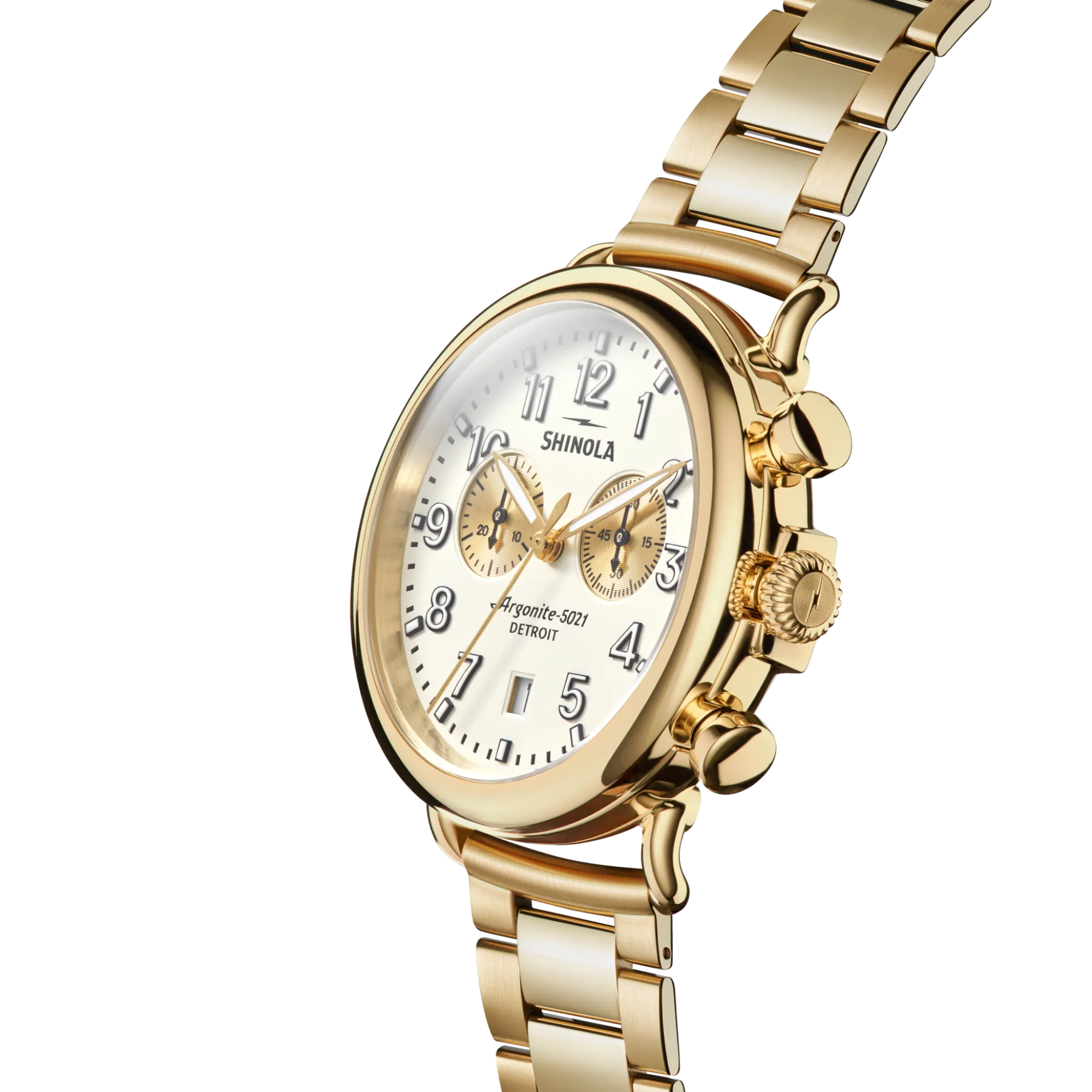 Shinola Gold Watches|Chronograph Watches|Runwell Chronograph Watch Ivory/Gold