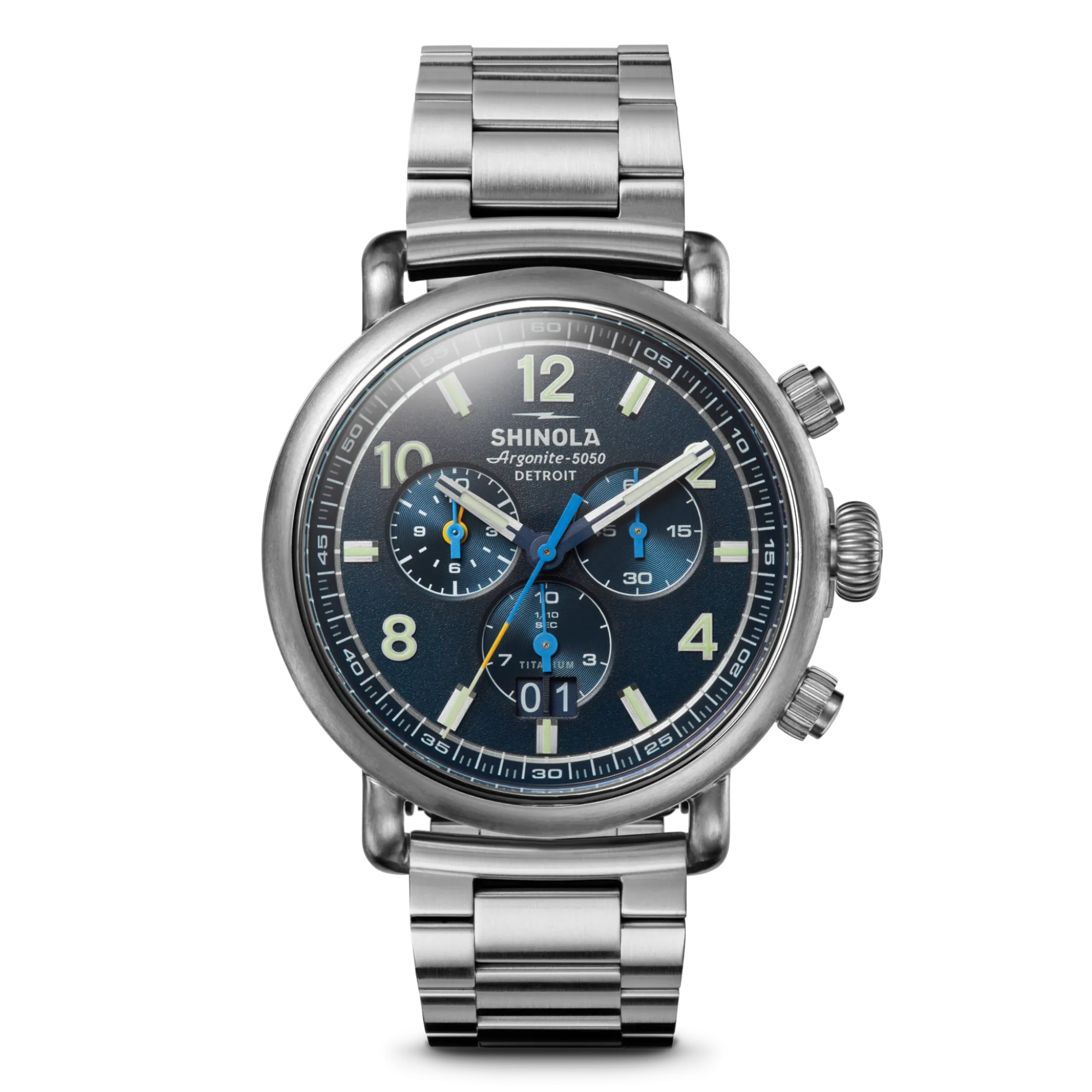Shinola Chronograph Watches|Shop All|Runwell Chronograph West Wind Watch Gift Set with Additional Strap Midnight Blue