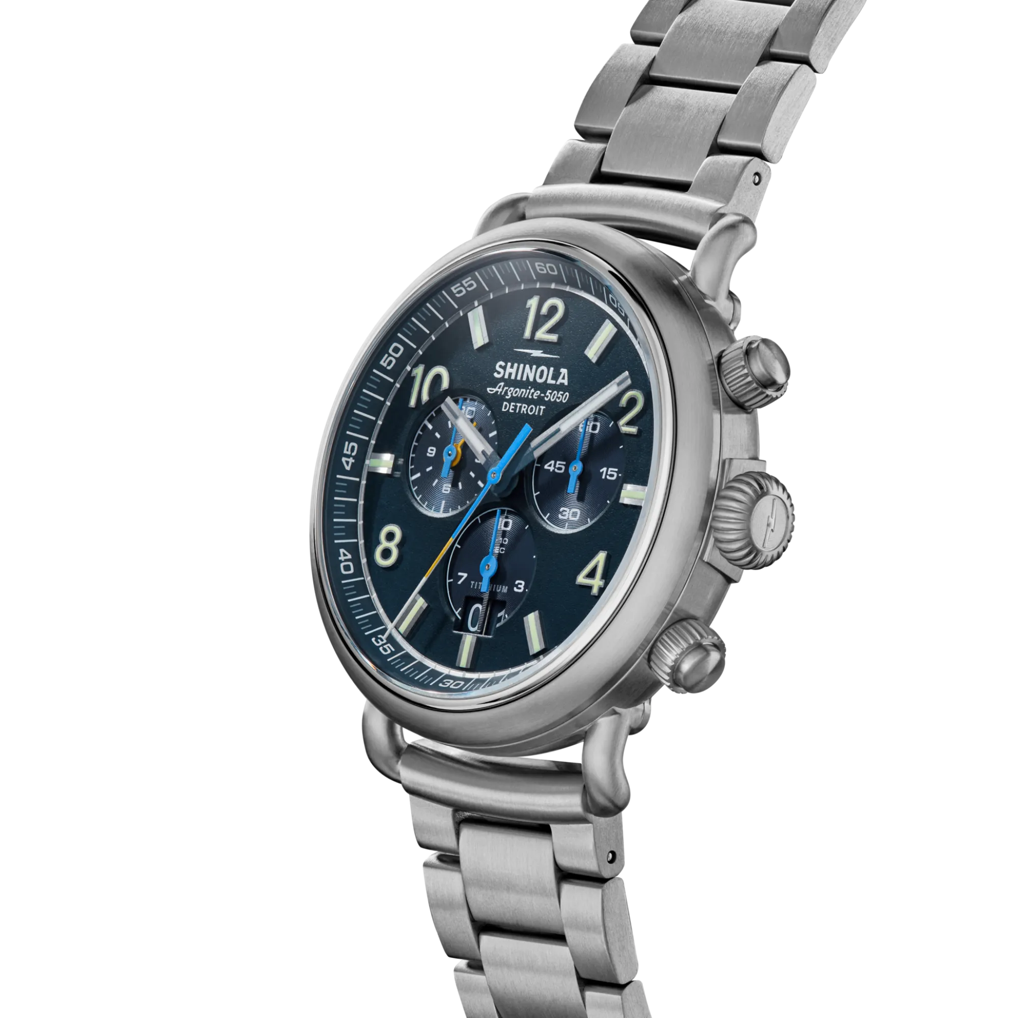Shinola Chronograph Watches|Shop All|Runwell Chronograph West Wind Watch Gift Set with Additional Strap Midnight Blue