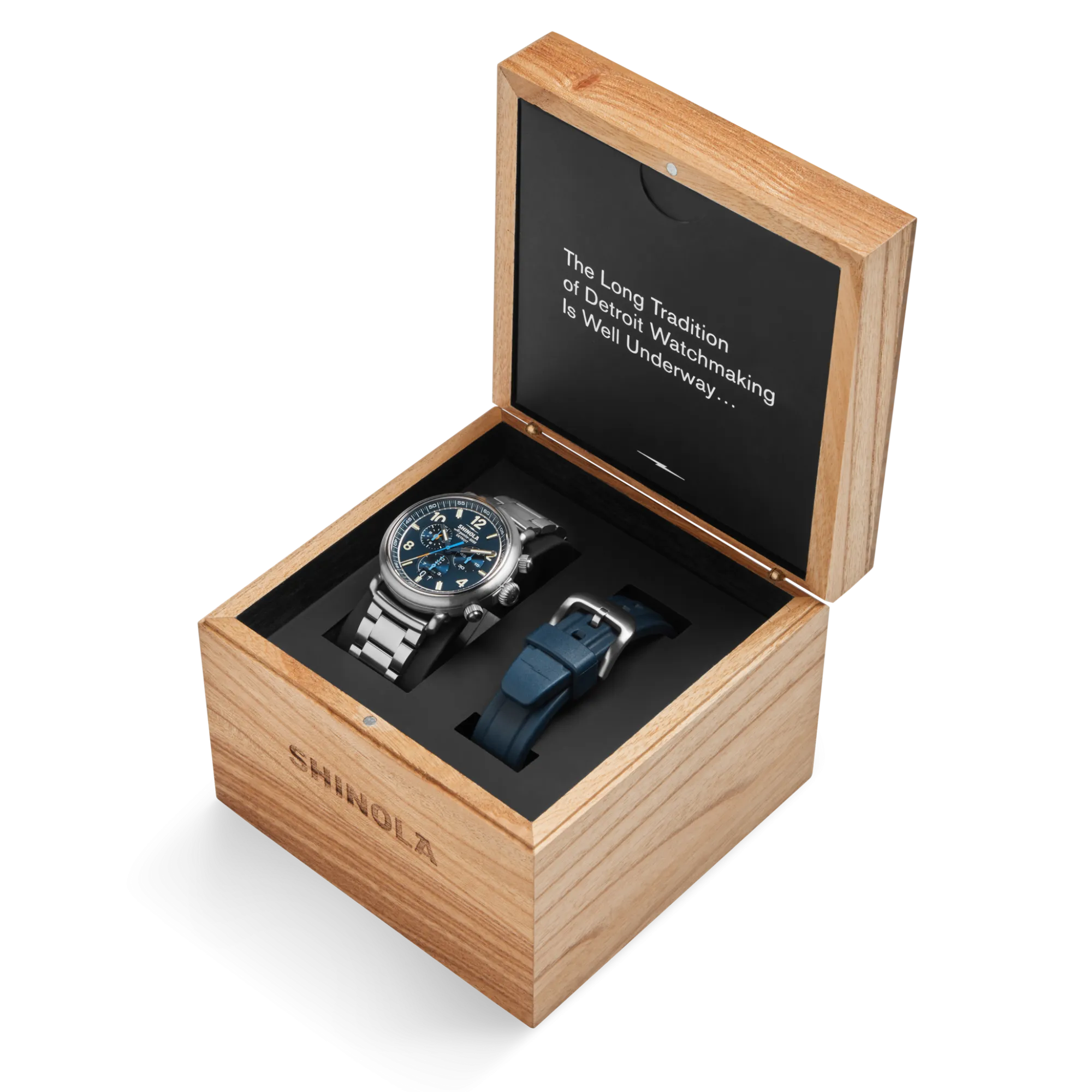 Shinola Chronograph Watches|Shop All|Runwell Chronograph West Wind Watch Gift Set with Additional Strap Midnight Blue