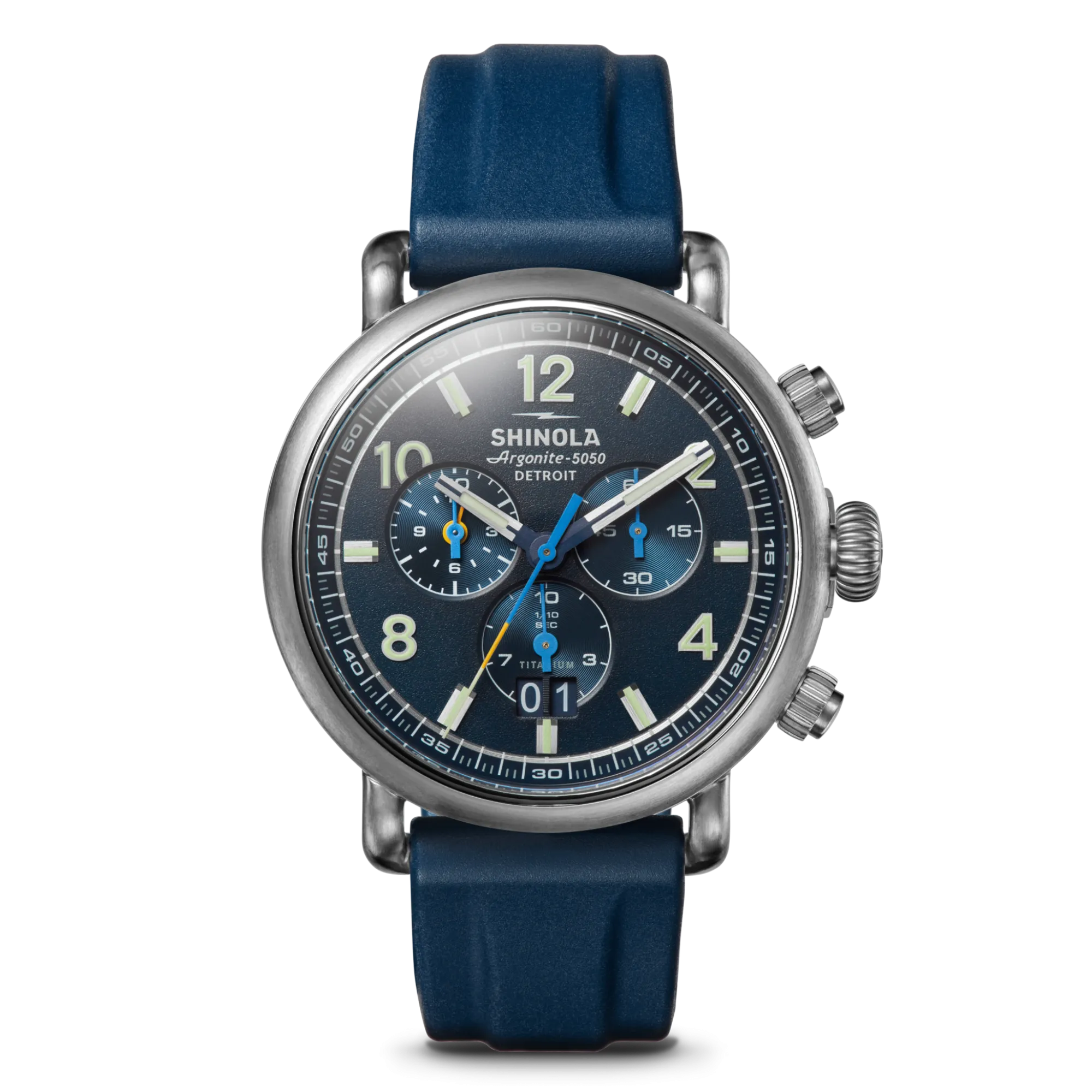 Shinola Chronograph Watches|Shop All|Runwell Chronograph West Wind Watch Gift Set with Additional Strap Midnight Blue