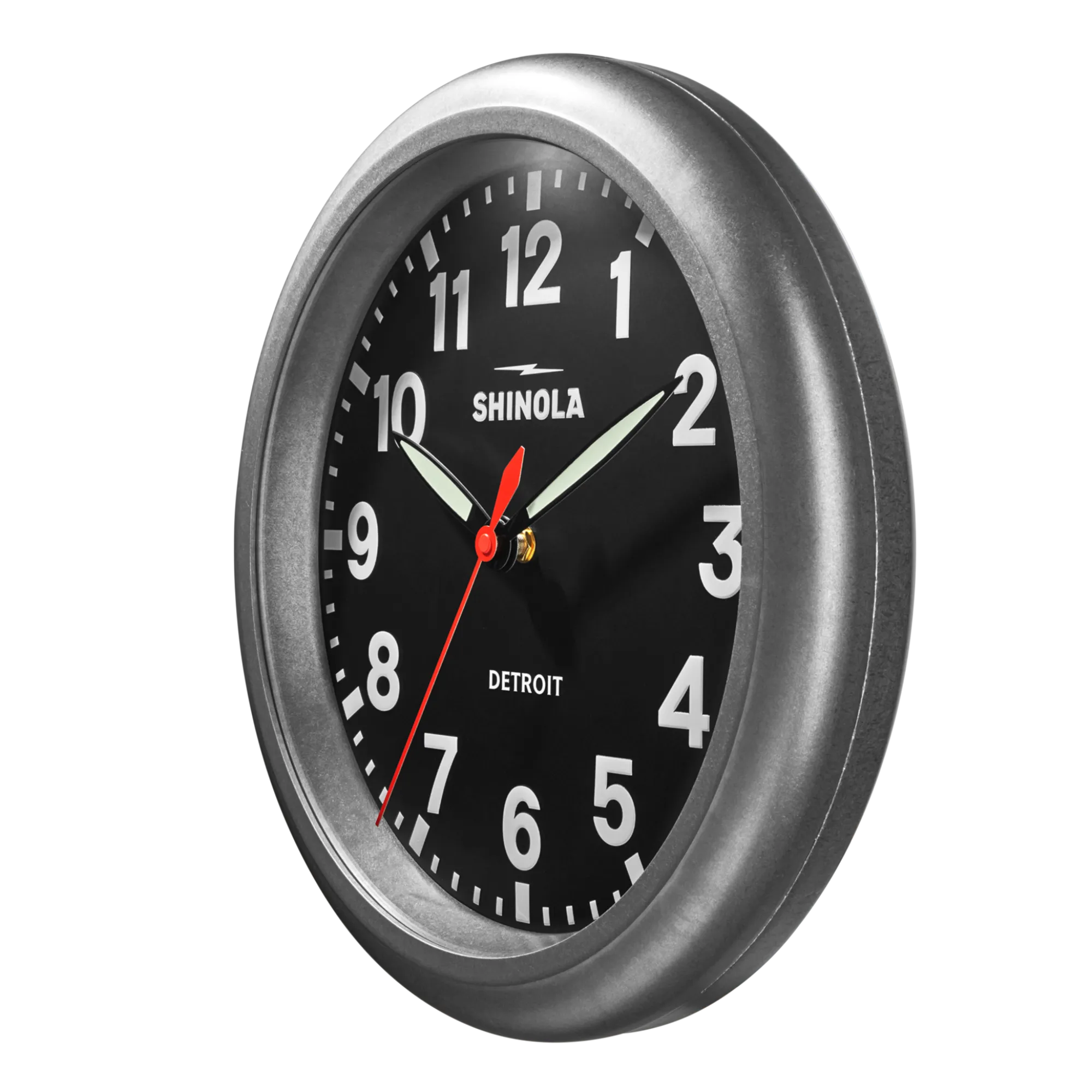 Shinola Shop All|Shop All Clocks|14" Runwell Clock Black/Tumbled Zinc